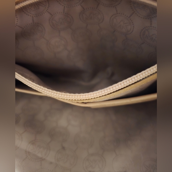 Michael Kors Jet Set Gold Metallic Mirror Tote Bag MK Logo Shoulder Purse Large - Picture 13 of 16